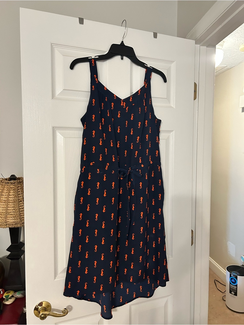 Merona Navy Dress with Orange Seahorse Print